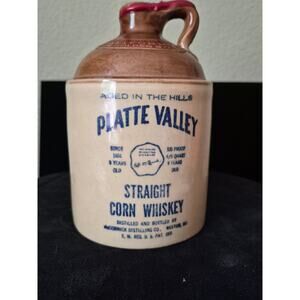 VINTAGE McCORMICK PLATTE VALLEY STRAIGHT CORN WHISKEY 4/5 QT STONEWARE JUG